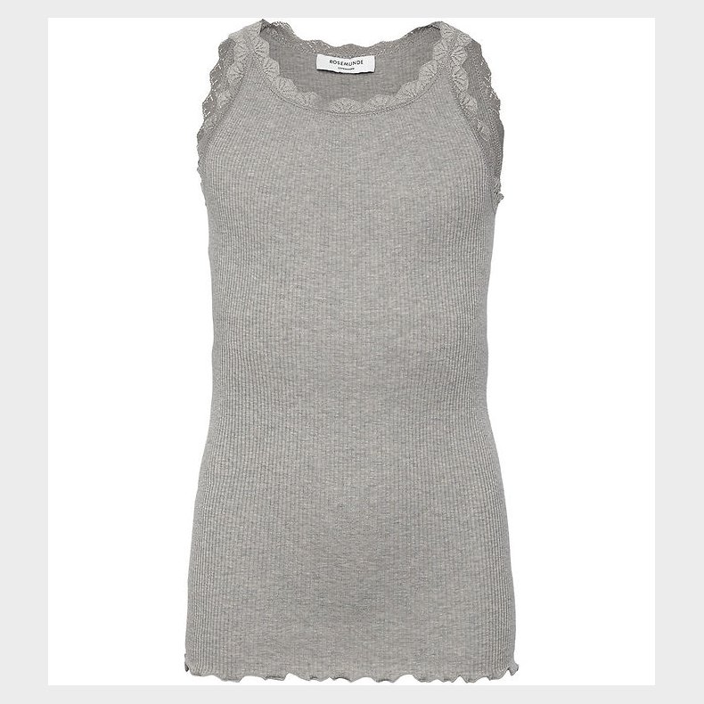 Rosemunde Top - Lang - Rib - Balta - Grmeleret m. Blonder