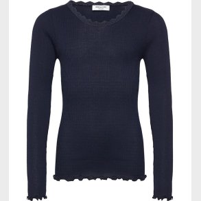 Rosemunde Bluse - Rib - Balta - Navy m. Blonder