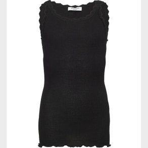 Rosemunde Top - Lang - Rib - Balta - Sort m. Blonder