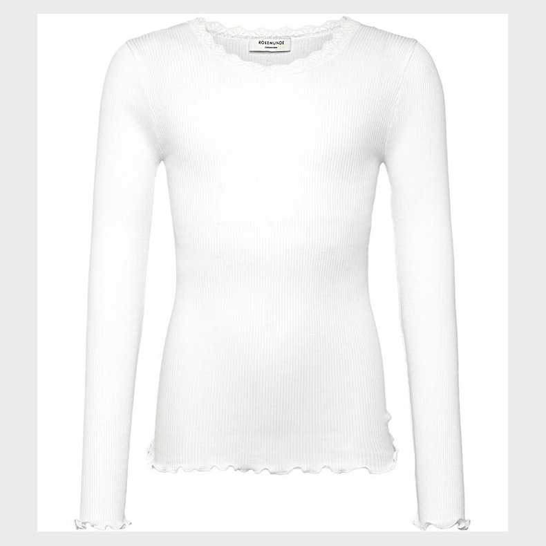 Rosemunde Bluse - Rib - Balta - New White m. Blonder