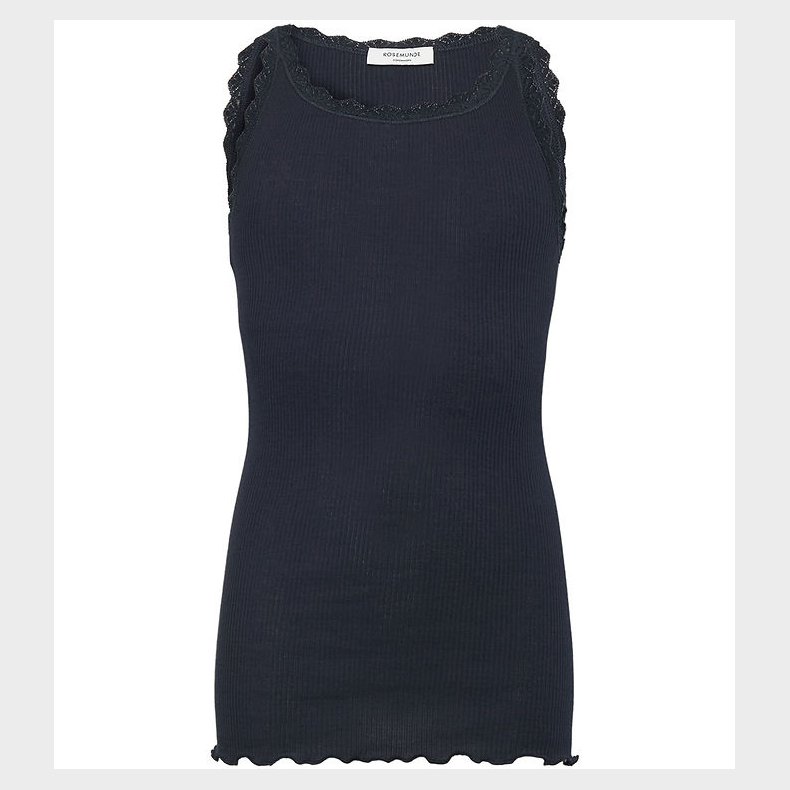 Rosemunde Top - Lang - Rib - Balta - Navy m. Blonder
