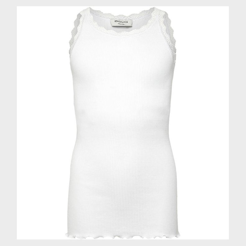 Rosemunde Top - Lang - Rib - Balta - New White m. Blonder