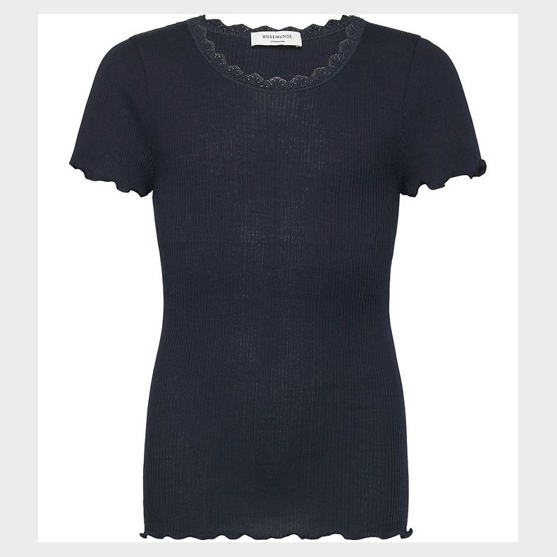 Rosemunde T-shirt - Rib - Balta - Navy m. Blonder