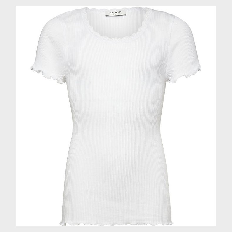 Rosemunde T-shirt - Rib - Balta - New White m. Blonder