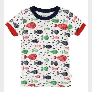 Katvig T-shirt - Navy/Rd m. Fisk