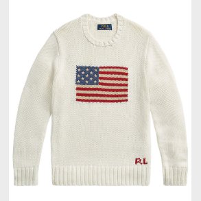 Polo Ralph Lauren Bluse - Strik - Hvid m. Flag