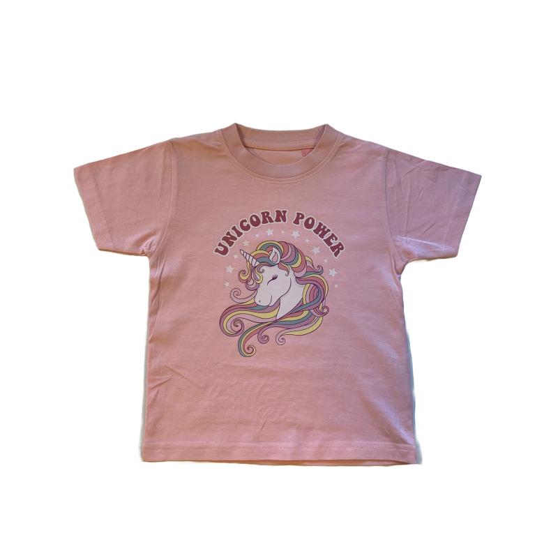 T-Shirt Med Sd Enhjrning  S/S, Lyserd - T-Shirt - Legekammeraten.dk