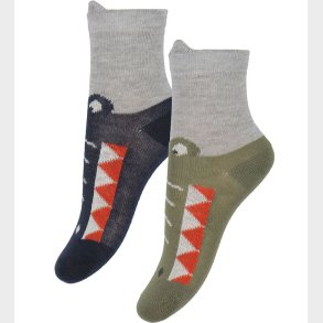 Minymo Str�mper - 2-pak - Dark Navy/Armygr�n m. Krokodille