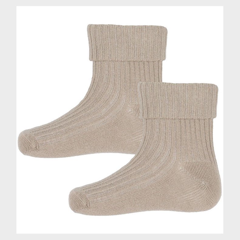 Minymo str�mper - 2-Pak - Rib - Light Taupe