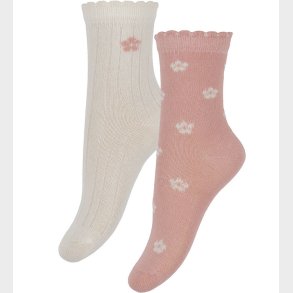Minymo Str�mper - 2-pak - Ash Rose m. Blomster