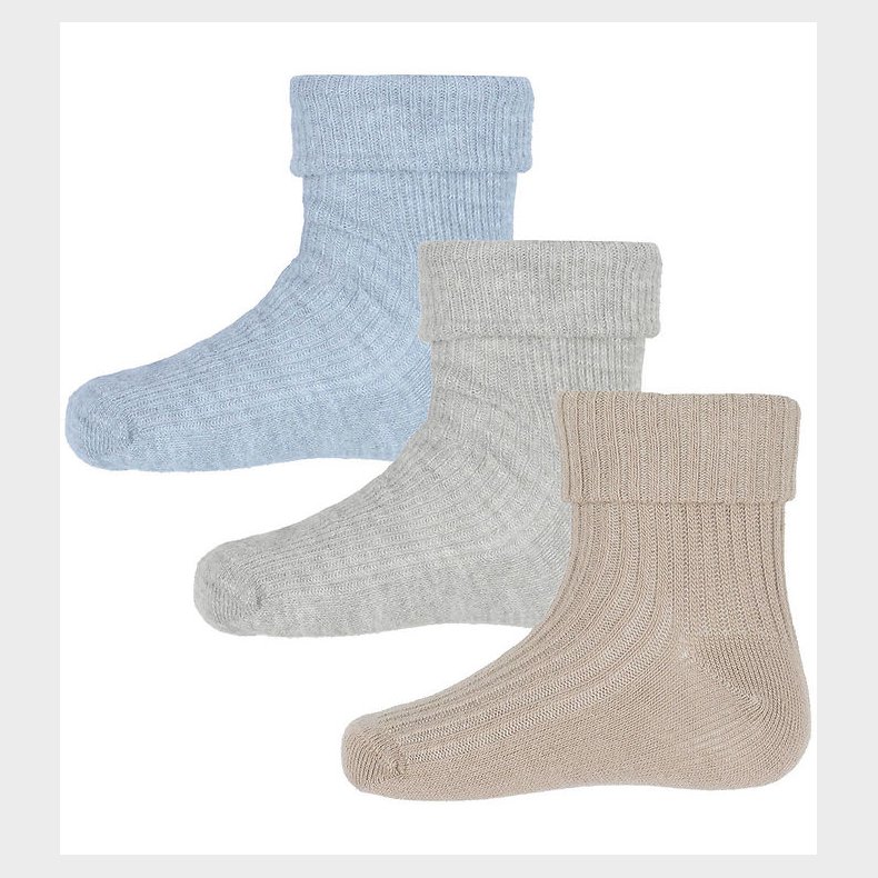 Minymo str�mper - 3-Pak - Rib - Winter Sky