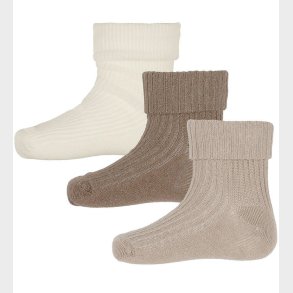 Minymo str�mper - 3-Pak - Rib - Light Taupe