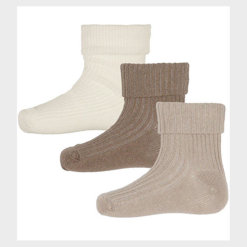 Minymo str�mper - 3-Pak - Rib - Light Taupe
