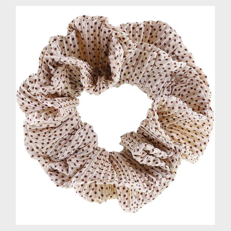 By Str Scrunchie - Kaisa - Hvid/Brun Prikker