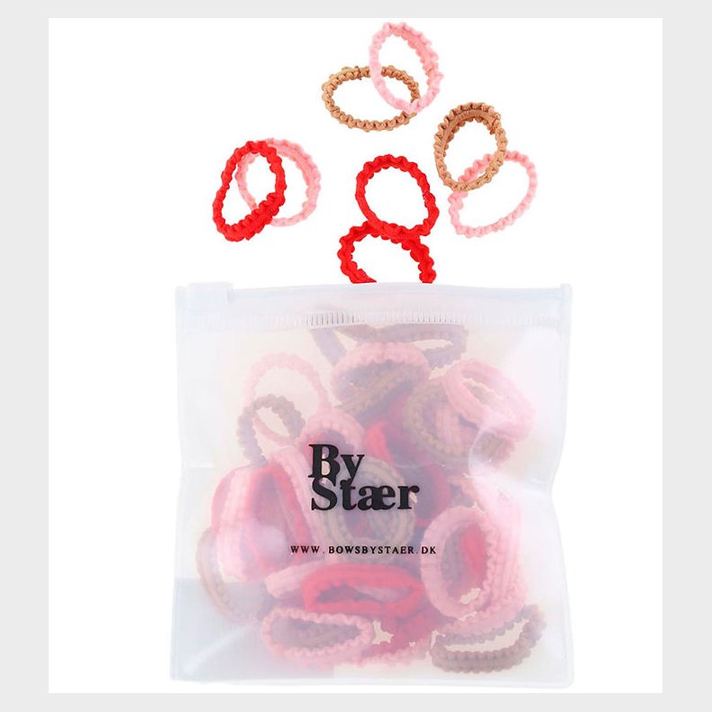 By Str Hrelastikker - Mini - 50 stk. - Rd/Brun/Lyserd