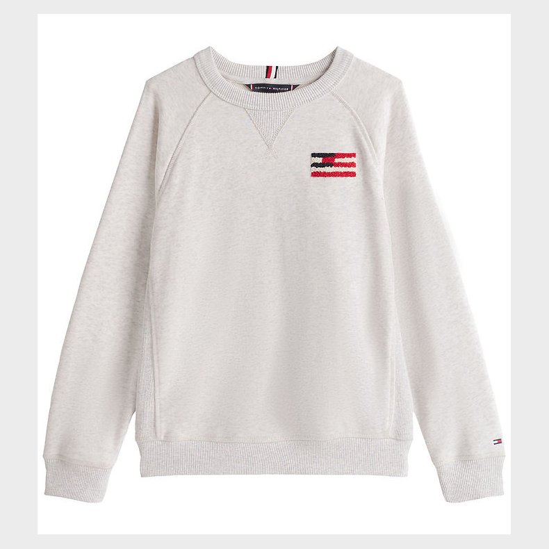 Tommy Hilfiger Sweatshirt - Flag Relaxed - Snow White Heather
