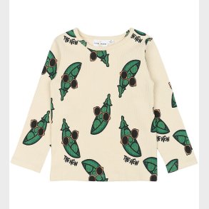 The New Siblings Bluse - Rib - TnstNevi - White Swan/Gr�n m. �rt