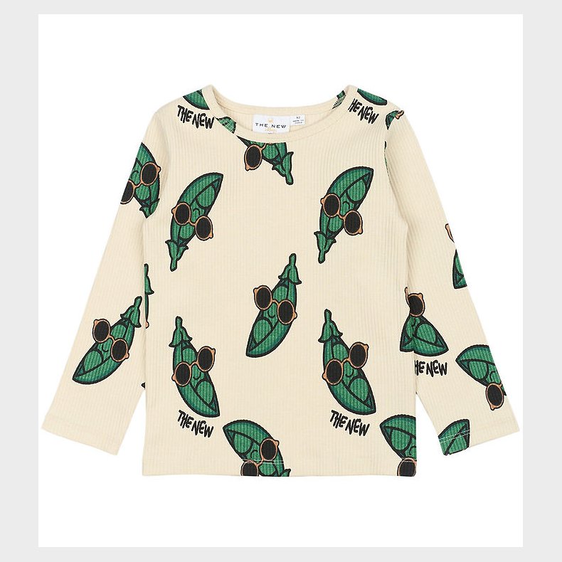 The New Siblings Bluse - Rib - TnstNevi - White Swan/Gr�n m. �rt