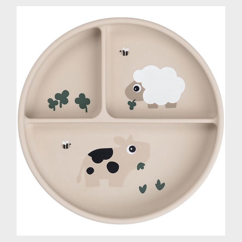 Done By Deer Stick And Stay Inddelt Tallerken - Tiny Farm - Sand