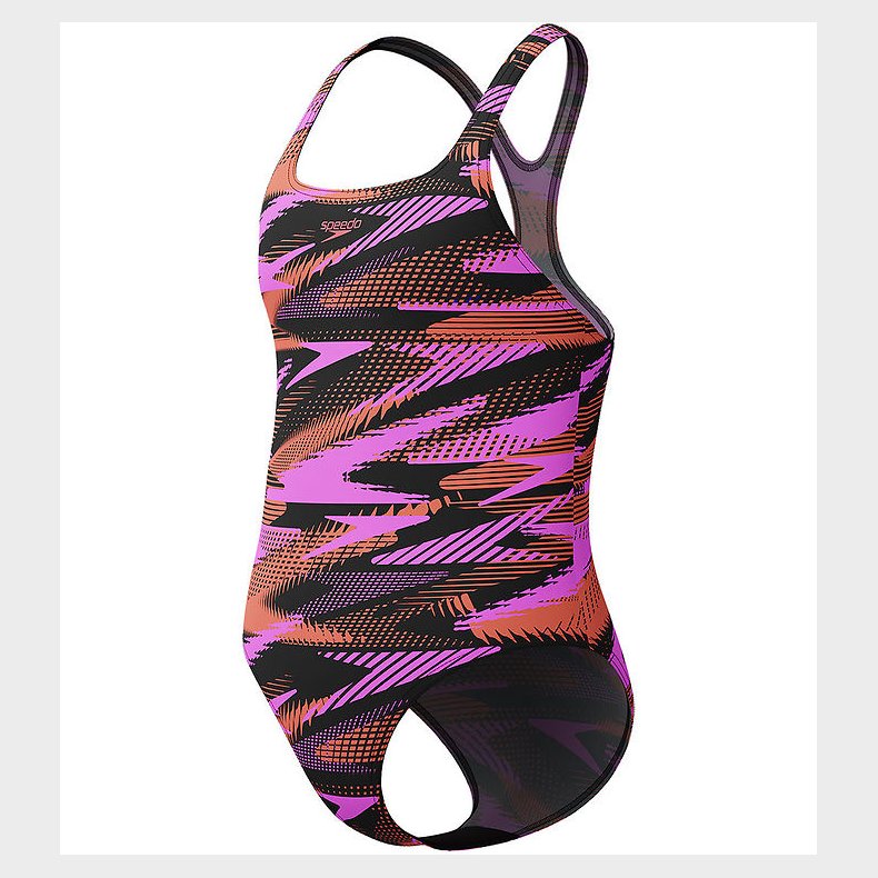 Speedo Badedragt - HyperBoom Allover Medalist - Sort/Lilla/Orang