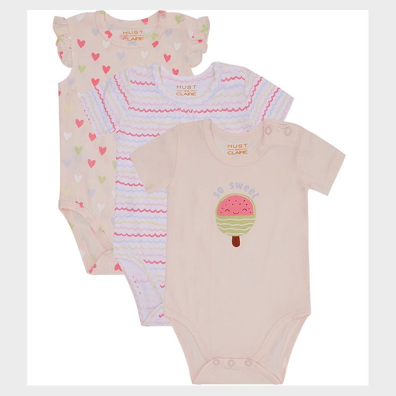 Hust and Claire Body k/ - 3-pak - Bella - White/Rosa