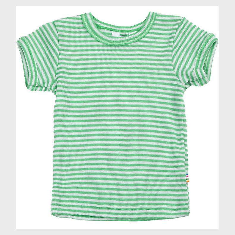 Joha T-shirt - Rib - Uld/Silke - Off White/Gr�n