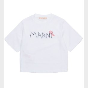 Marni T-shirt - Cropped - Hvid m. Broderi