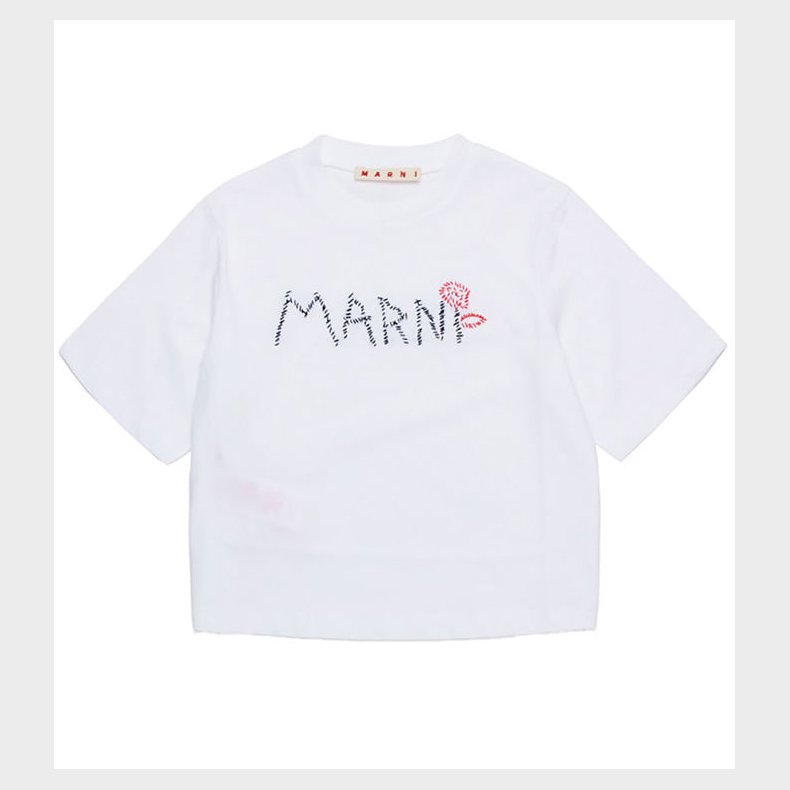 Marni T-shirt - Cropped - Hvid m. Broderi