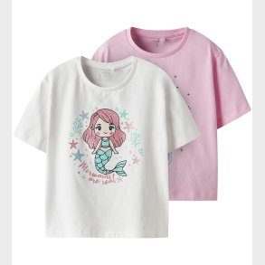 Name It T-shirt - NmfFrejane - 2-pak - Lucent White/Sweet Dreams