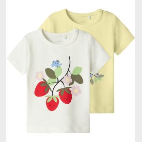 Name It T-shirt - NmfFaberry - 2-pak - Cloud Dancer/Pastel Yello