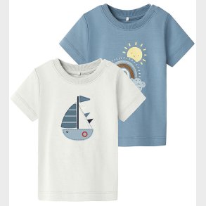 Name It T-shirt - NbmFlorin - 2-pak - Spring Lake/Cloud Dancer