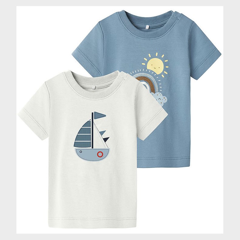 Name It T-shirt - NbmFlorin - 2-pak - Spring Lake/Cloud Dancer