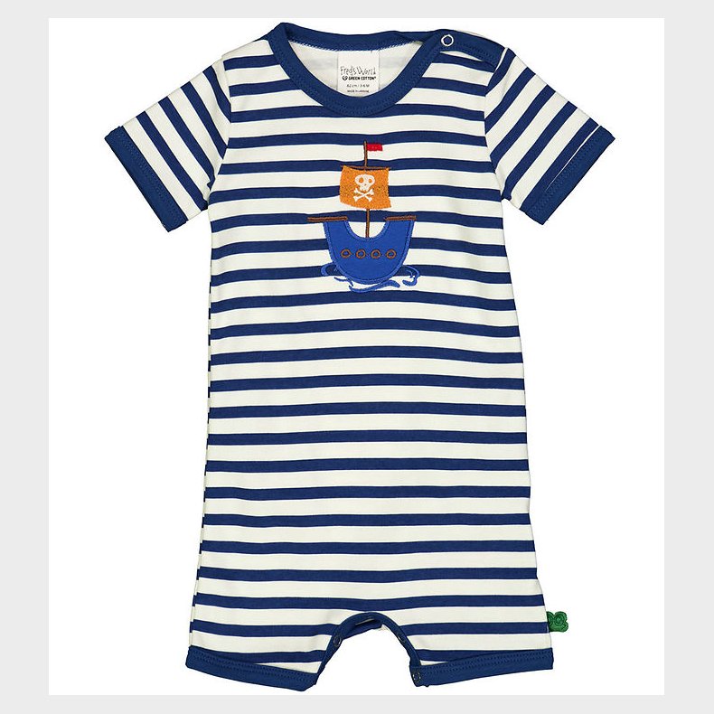 Freds World Sommerdragt - Stripe applique - Almond/ Navy