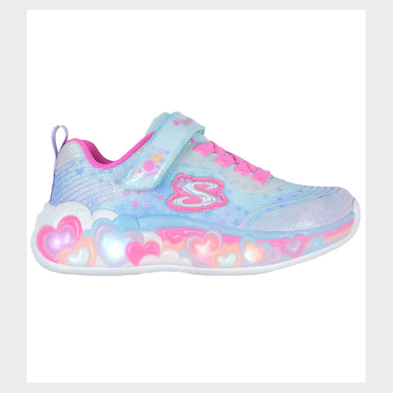Skechers Sko m. Lys - Eternal Heart Lights - Lysebl/Multi
