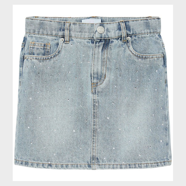 Vero Moda Girl Nederdel - VmBling - Light Blue Denim/Rhinestones