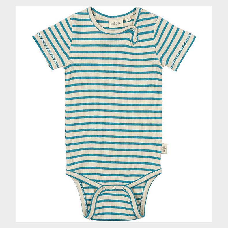 Petit Piao Body k/ - Rib - Modal - Turquise/Dark Off White