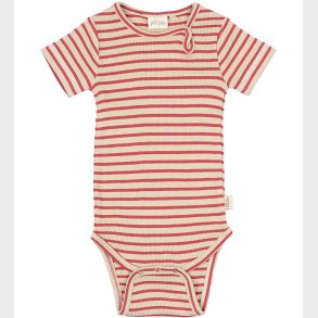 Petit Piao Body k/ - Rib - Modal - Light Berry/Dark Off White