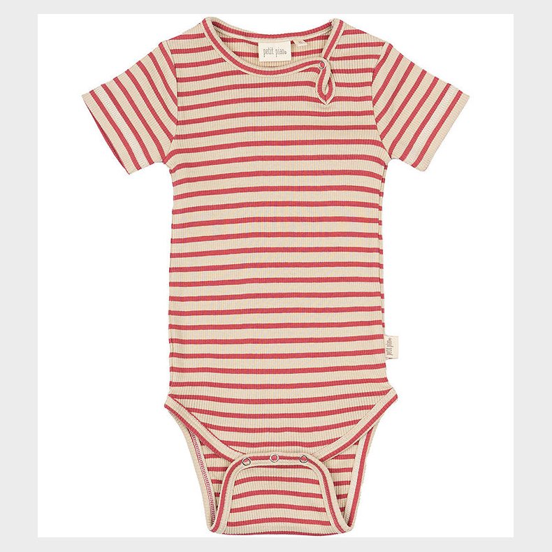 Petit Piao Body k/ - Rib - Modal - Light Berry/Dark Off White