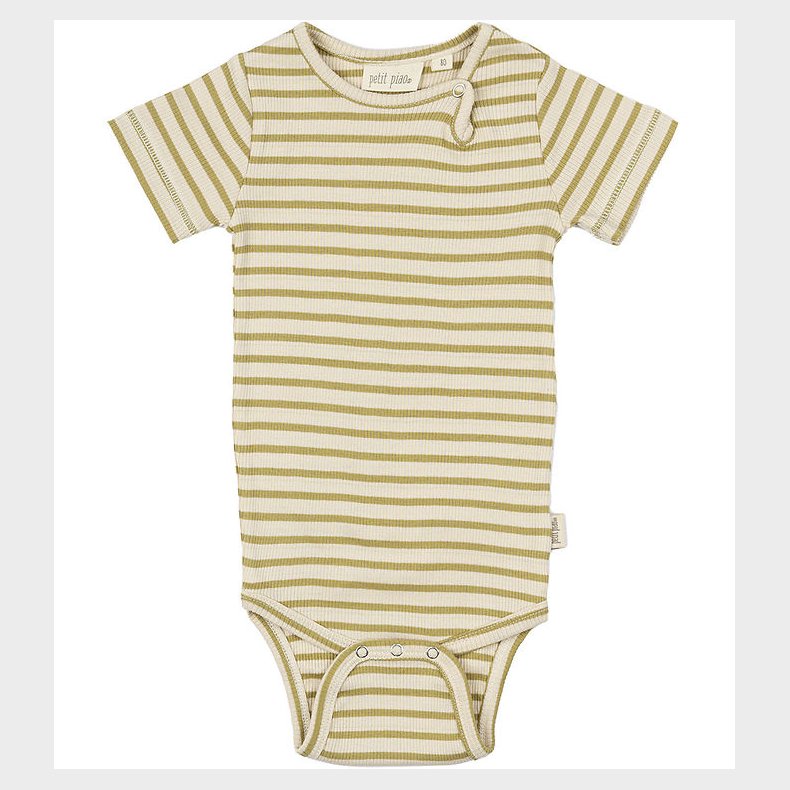 Petit Piao Body k/ - Rib - Modal - Khaki/Dark Off White