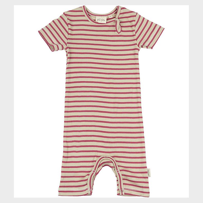 Petit Piao Sommerdragt - Rib - Modal - Light Berry/Dark Off Whit