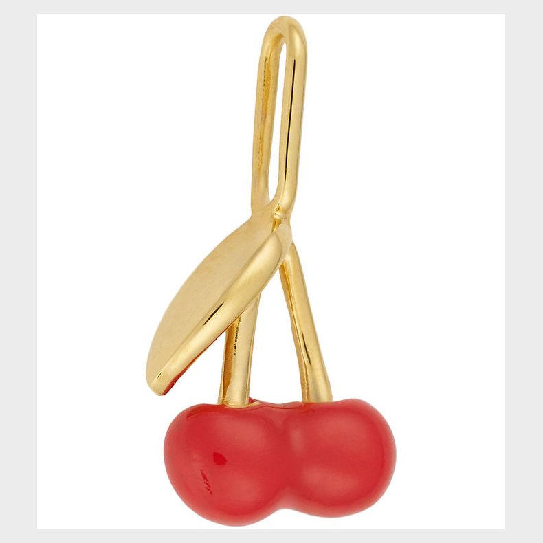 Design Letters Vedhng - Darling Enamel - Kirsebr - 18k Guldbel