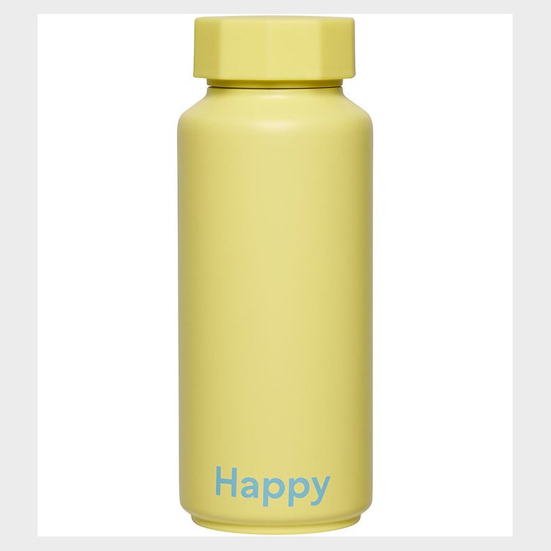 Design Letters Termoflaske - 500 ml - Happy - Gul