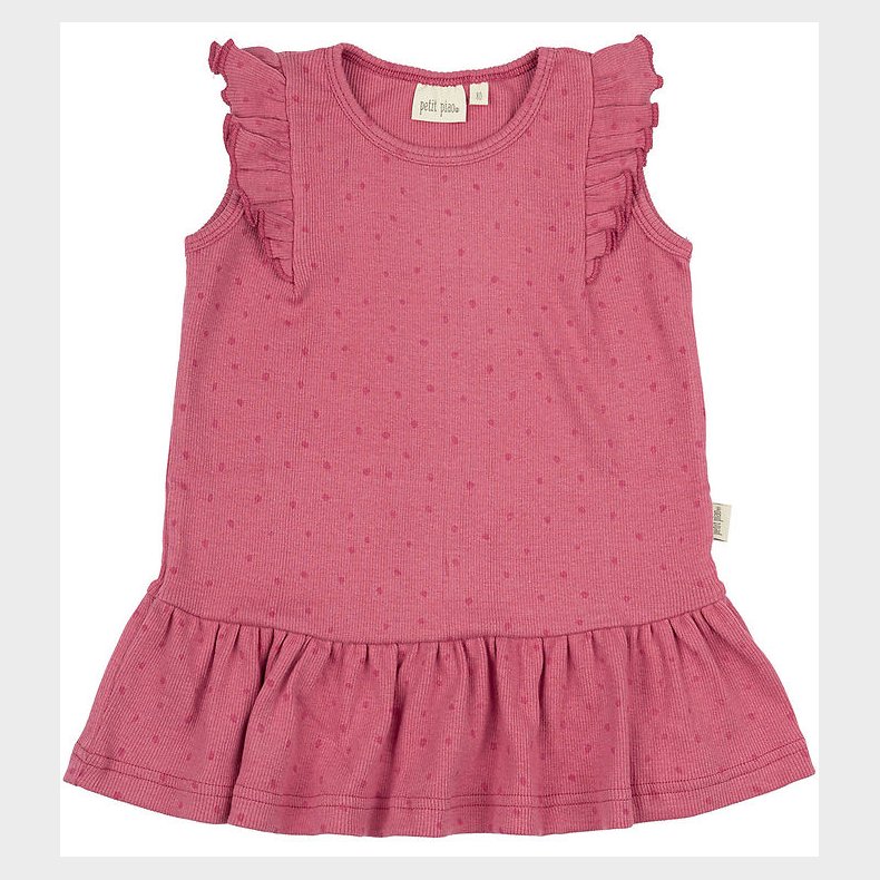 Petit Piao Kjole - Rib - Modal- Frill Dot - Light Berry
