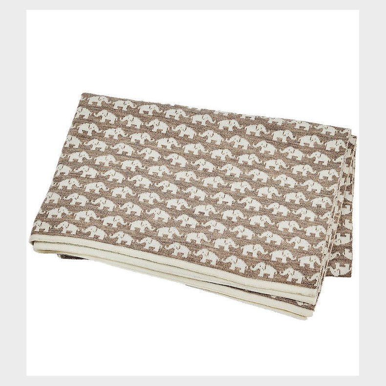 Smallstuff Babytppe - Uld - 80x100 cm - Elephants - Natur