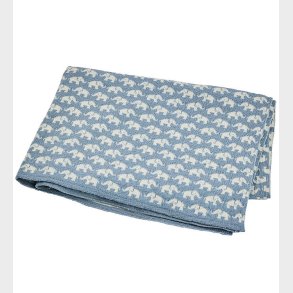 Smallstuff Babytppe - Uld - 80x100 cm - Elephants - Bl