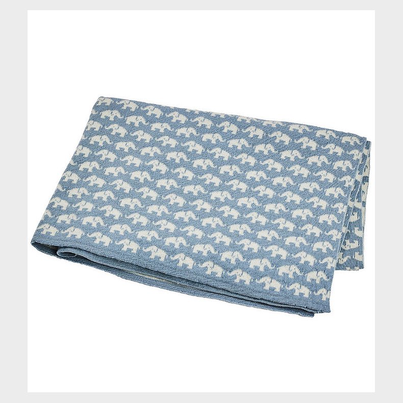 Smallstuff Babytppe - Uld - 80x100 cm - Elephants - Bl