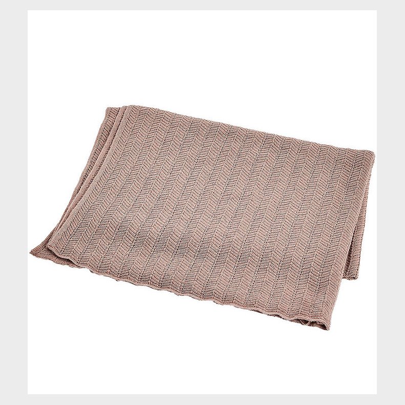 Smallstuff Babytppe - Uld - 80x100 cm - Fishbone - Powder