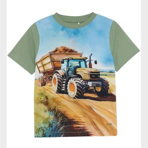 Minymo T-shirt - Hedge Green m. Print