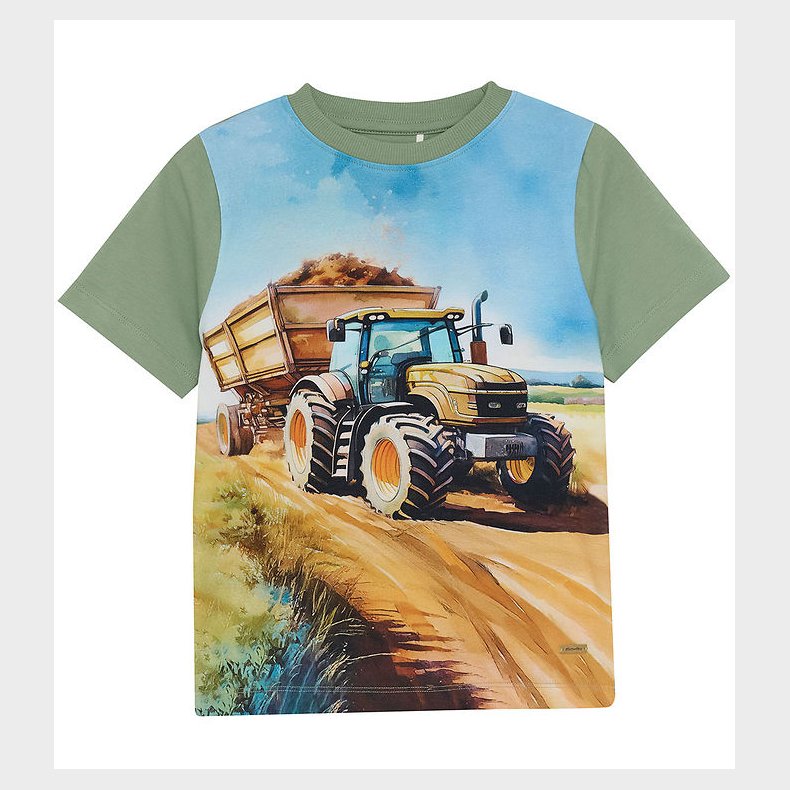 Minymo T-shirt - Hedge Green m. Print