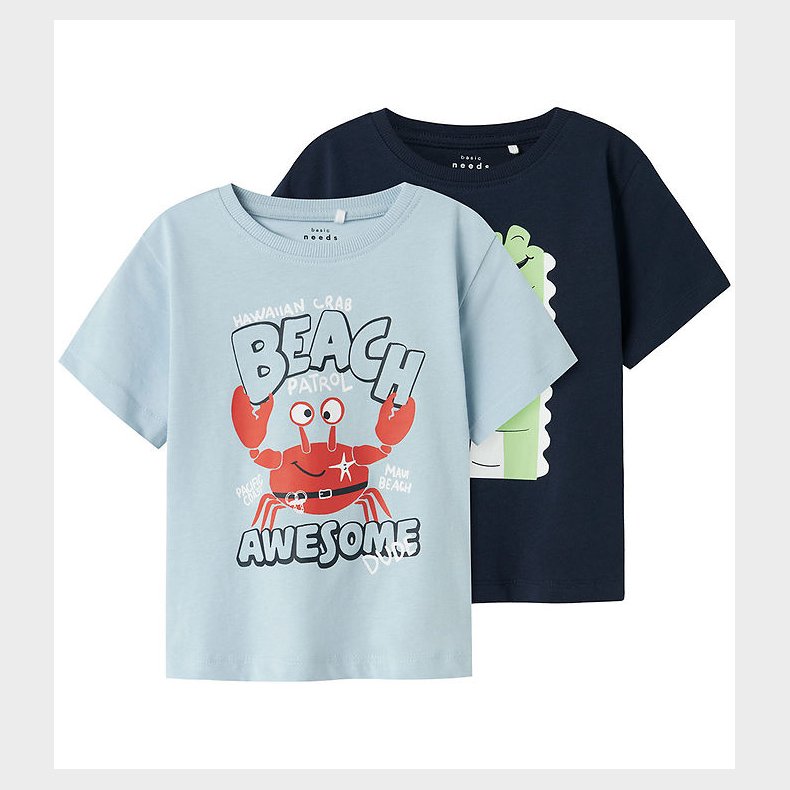 Name It T-shirt - NmmVagno - 2-pak - Celestial Blue/Navy Blazer